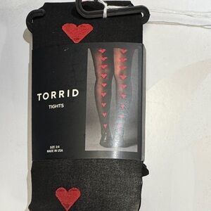 Torrid Black Tights with Red Heart Design